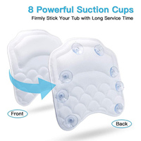 Coussin de bain CF blanc en maille 3D respirante avec soutien profilé pour la tête, le cou et les épaules, huit ventouses, séchage rapide et crochet de suspension