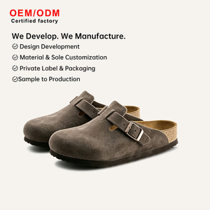 Nouvelle Collection Sabots Mules à Semelle en Bois Unisexe en Cuir Nubuck et Daim, à Enfiler, Légers, Antidérapants, Vente en Gros - Product Image 1