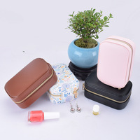 Boîte de rangement portable en cuir PU JIAYI pour bijoux, boucles d'oreilles, clous d'oreilles, accessoires pour les mains, bagues - Petit modèle de boîte exquise et mini