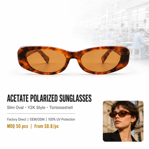 Gafas de Sol Polarizadas de Acetato con Logotipo Personalizado, Diseño Ovalado Delgado, Estilo Retro, Protección UV, para Hombre y Mujer, Suministro al por Mayor OEM - Product Image 1