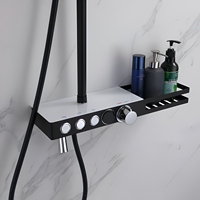 Ensemble de douche de luxe à bouton-poussoir pour salle de bain, avec pommeau de douche pluie douce, système de robinetterie de douche apparente contemporain chaud/froid