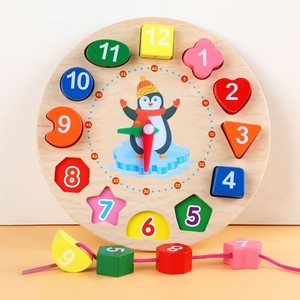 Jeux de société éducatifs Montessori pour enfants, garçons et filles, avec puzzle en bois d'animaux de dessin animé, horloge et musique - Product Image 4