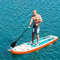 Planche de paddle gonflable de surf (SUP) en PVC écologique bleue à 3 ailerons, 10, 11 et 12 pieds, pour usage en eaux offshore, avec kit de réparation et accessoires – Vente en gros