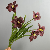 Nieuw design enkelvoudige steel PU kunstmatige open tulpen bloem met bladeren voor thuis- en bruiloftdecoraties