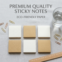 Bloc de Notas Adhesivas Kraft Minimalistas con Logotipo Personalizado, Ecológicas, de Papel Marrón con Patrón de Cuadrícula para Regalos Empresariales