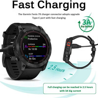 Chargeur rapide Type C pour montre Garmin Venu 2 Plus Vivosmart 5 Fenix 7 6 5 TACTIX 7 Instinct 2 EPIX 2 Enduro