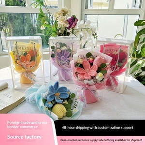 Crocheted Hand-held Bouquet with <b>Rose</b> & Carnation for Valentine's Day and Mother's Day Gifts-Best Friend Mother Gift - Product Image 3