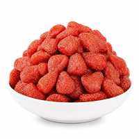OEM Stroberi Kering AD Grosir, Manis Asam Kenyal, Camilan Buah Alami, Setengah Buah Utuh, Kemasan Vakum Premium 10kg
