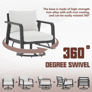 Silla Mecedora Giratoria de Aluminio para Exteriores, Moderna, con Cojín, Portátil y Cómoda, para Jardín y Terraza - Product Image 2