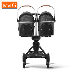 Mamago U801T Luxus-Zwillings-Haustierwagen mit Stoßdämpfersystem, komfortables Reisen für Hunde, 10 kg Tragkraft, Aluminiumlegierungsrahmen, Netzgewebe - Product Image 3