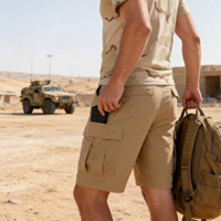 Shorts Cargo Militaires Vintage pour Hommes KSP-BDK-PR - Tissu Ripstop Polyester/Coton Taille Mi-Haute - Imperméables et Durables