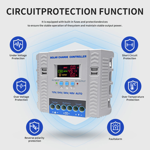 Contrôleur de charge solaire PWM 12V 24V 36V 48V Auto avec 4 ports USB, courant de charge 100A 80A 60A 30A - Product Image 5