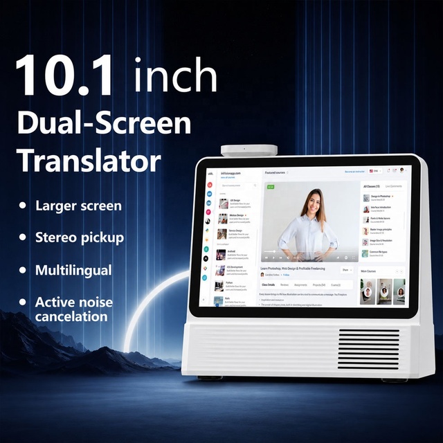Commercial Bulk Order Desktop AI Translation Terminal Dual Screen 10.1 Inch ANC Noise Reduction Hotel Counter Device
