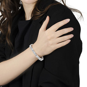 14K oro bianco 5.0 Ctt diamante taglio principessa 7 bracciale Tennis - Product Image 2