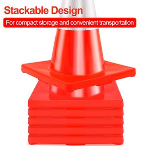 CITICITY Paquete de 6 Conos de Tráfico de 18 Pulgadas, Conos de Estacionamiento con Peso, Conos de Seguridad Naranja con Collares Reflectantes para Control de Tráfico y Control de Multitudes - Product Image 6