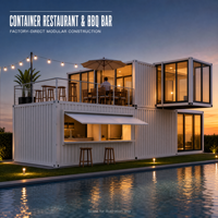 Maison conteneur à succès pour restaurant, bar, barbecue et café - Design moderne, personnalisable, emballage plat, prix bas, haute qualité