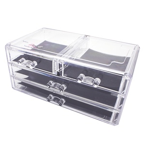 4 Drawers Customized Wholesale Stackable Transparent Crystal Acrylic Cosmetic Organizer Storage Box