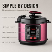 Cuisinière à pression électrique intelligente 5L 6L, affichage LED OEM, revêtement antiadhésif en acier inoxydable, usage domestique