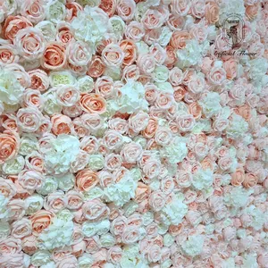 DKB 2024 3D flor colgante pared telón de fondo flores cubierta cortina 8 pies x 8 pies pared de flores artificiales