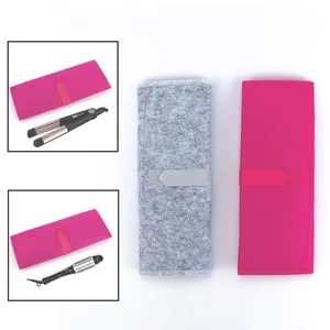 Upin Grey Rose Red Heat-Resistant Pad Portable Woman Travel felt Hair Straightener Storage Bag