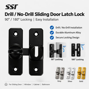 Loquets de porte en alliage d'aluminium robuste pour la sécurité domestique, 90/180 degrés, télécommande, insonorisés, installation facile, pour porte coulissante - Product Image 1