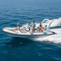 Bateau de pêche en fibre de verre Transea Allemagne 24 pieds, bateau à rames 750ribbed, Schlauchboot Festrumpf avec Sundeck