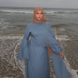 Robe Abaya Modeste en Lin pour Femme, Manches Longues, Couleur Unie, Col Rond, Coupe Ample, Toutes Saisons, Style Moyen-Orient, Usage Quotidien - Product Image 4