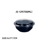 Vente en gros d'usine JS-129 Boîtes à lunch en PET Emballage alimentaire en plastique Boîte alimentaire jetable de qualité alimentaire Bols ronds pour salades 700ML avec couvercle