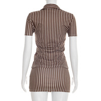 Conjunto de Falda para Mujer Viviblook Y26ST073, Verano, Nuevo Estilo Retro, Camisa de Manga Corta a Rayas, Minifalda, Conjunto de Dos Piezas