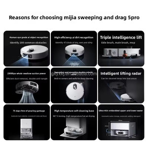 Aspirateur intelligent Mijia <span class=keywords><strong>Mi</strong></span> 5 <span class=keywords><strong>Pro</strong></span> avec serpillière sans fil, moteur sans balais, contrôlé par application, pour usage hôtelier - Product Image 2
