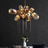 Lustre moderne créatif en acier inoxydable et verre pour salon, restaurant, décoration de duplex, luxe, cristal K9