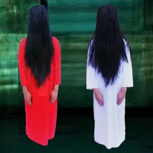 Japan Sadako Horror White Red Halloween Cosplay Women Terror Costumes with Wig Masquerade Party Decorations