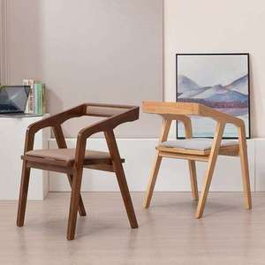 Sedia da Pranzo in Legno Impilabile dal Design Giapponese Moderno con Seduta in Tessuto per Ville e Sale Ristorante - Product Image 4