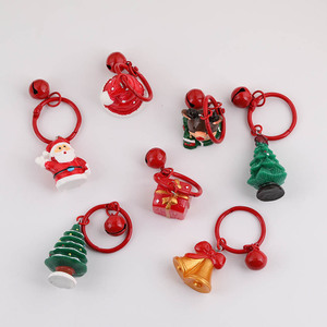Christmas Keychains Metal Santa Claus Tree Bell Gift <b>Box</b> Charms Portable DIY Jewelry Accessories Middle Size - Product Image 5