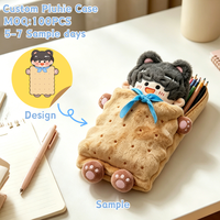 Porte-clés en peluche personnalisé avec pochette, porte-monnaie en peluche pour enfants, pochette en peluche, trousse à crayons en peluche