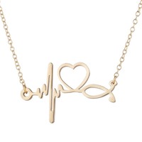 Collier stéthoscope médical en acier inoxydable simple Artivelle pour femmes, collier de mode avec chaîne de collier de rythme cardiaque
