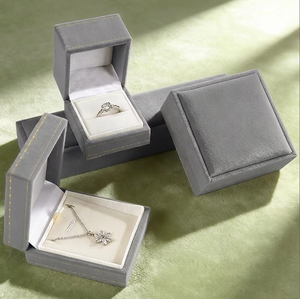 Factory Customized Logo Accepted Luxury High-end Liner Square Velvet Jewelry Box for <b>Rings</b> Pendants Earrings Bracelets Necklaces - Product Image 3