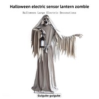 Décorations d'Halloween pour maison hantée et parc d'attractions, grandes décorations extérieures à capteur électrique, lanternes, zombies, modèles de props du Grim Reaper, modèle 987