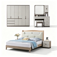Ensemble de meubles de chambre à coucher de luxe de style moderne, 5 pièces, vente en gros d'usine : Armoire, Lit King Size, Banc de pied de lit, Coiffeuse