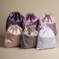 Sac à cordon personnalisé en satin de soie recyclable, sac à bijoux, pochette d'emballage cadeau, logo imprimé, vente en gros, perruque personnalisée