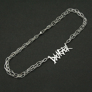 Hip Hop Hipster Collarbone <b>Chain</b>, Retro Letter <b>Titanium</b> Steel Splicing Necklace Neck <b>Chain</b> Tanjing Fashion Lijing Necklace - Product Image 4