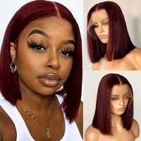 Perruques Lace Front en Cheveux Humains Vierges 13*4 BOB Courtes Lisses, Peuvent Être Permanentes et Teintes