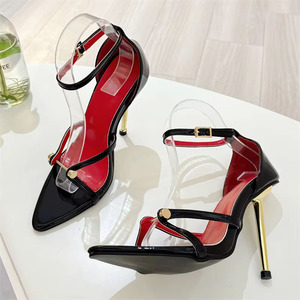 New Fashionable European and American <strong>Red</strong> Insole Women's Sexy Thin <strong>Heel</strong> High <strong>Heels</strong> Summer Party Women's <strong>Shoes</strong> - Product Image 1