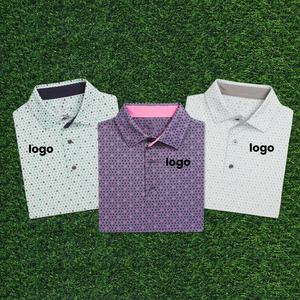 เสื้อกอล์ฟผู้ชายคุณภาพสูง ผ้าสแปนเด็กซ์/โพลีเอสเตอร์ ถักทอ ระบายอากาศได้ดี แขนสั้น ปักลายพิมพ์ตามสั่ง - Product Image 1