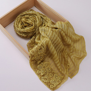 Nouvelle Mode Repassage Diamant Grande Écharpe Hijab Dentelle Nail Pearl Embellissement Malais Indonésie Turban Musulman Femmes Hijab Écharpe - Product Image 3