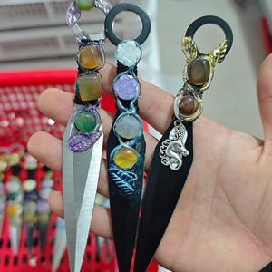 Poignard d'obsidienne en cristal blanc fait à la main Original nouveau couteau <span class=keywords><strong>Kunai</strong></span> en cristal naturel <span class=keywords><strong>Shuriken</strong></span> fabriqué Unique - Product Image 1