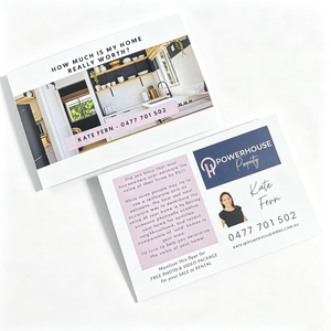 Carte postale immobilière rose personnalisée avec finition mate pour agent immobilier - Product Image 2