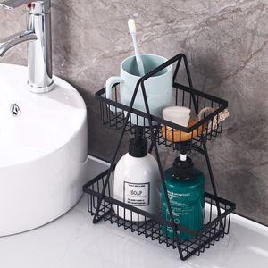 Panier à fruits en métal à double couche, support de rangement rectangulaire, multifonctionnel, portable, type sur pied, facile à nettoyer, récipient alimentaire - Product Image 4