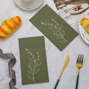 Gold-stamped retro-style printed square napkins, disposable <b>paper</b> towels for festivals, parties, high-end restaurants, and - Product Image 2