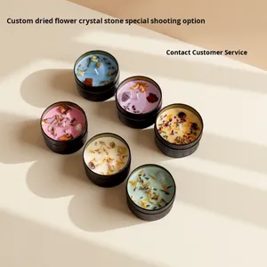 Yilan nero barattolo di latta di <span class=keywords><strong>soia</strong></span> cera di san valentino con candela profumata a fiori per casa e camera da letto fragranza di cristallo energetico aromaterapia - Product Image 5